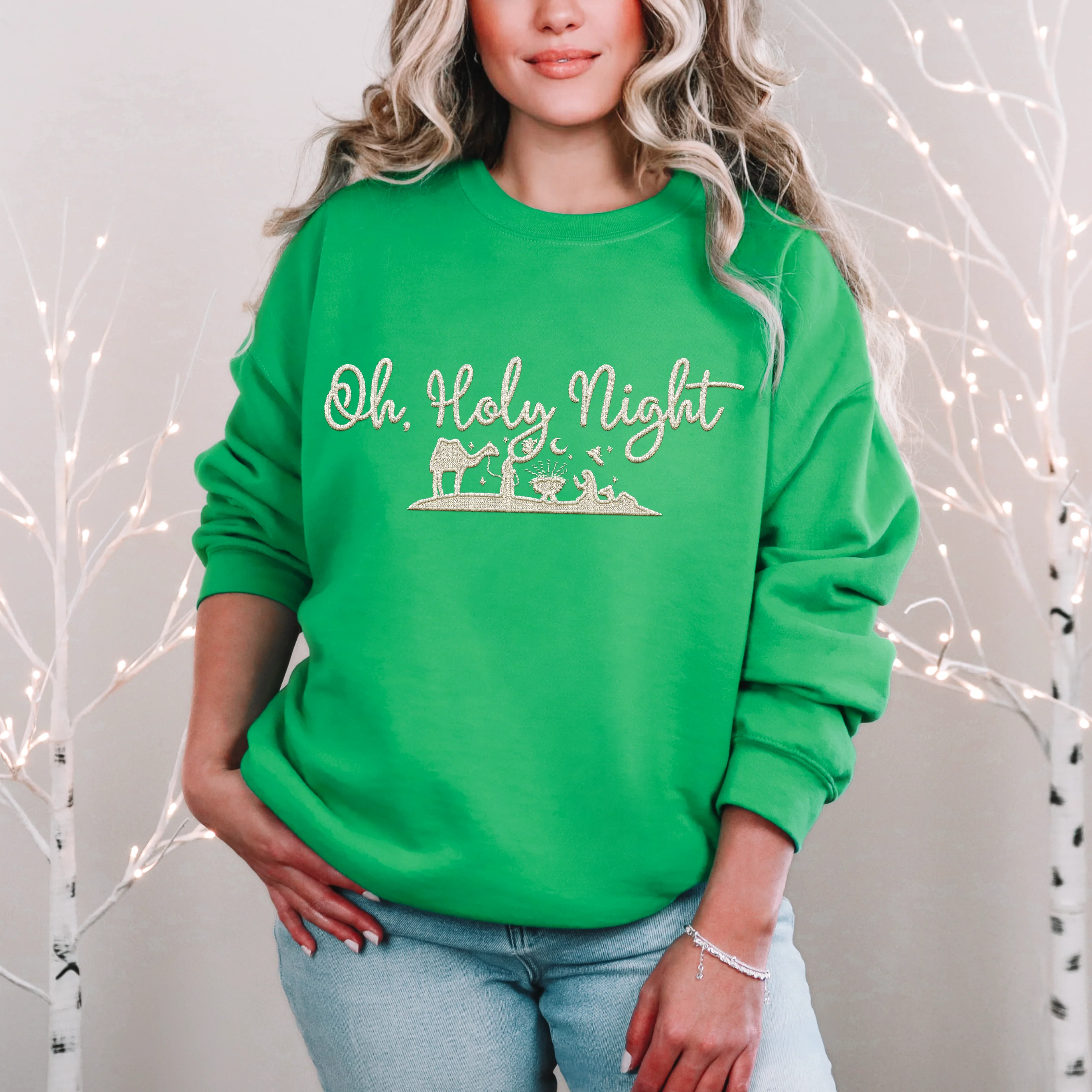 OH HOLY NIGHT FAUX EMBROID SWEATSHIRT - Image 4