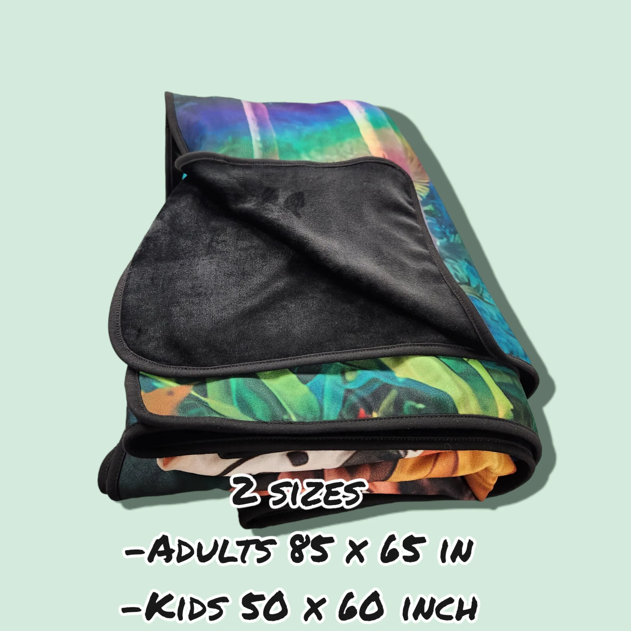 FLORAL ORCA- SOFT BLACK FLEECE THROW BLANKET - Image 3