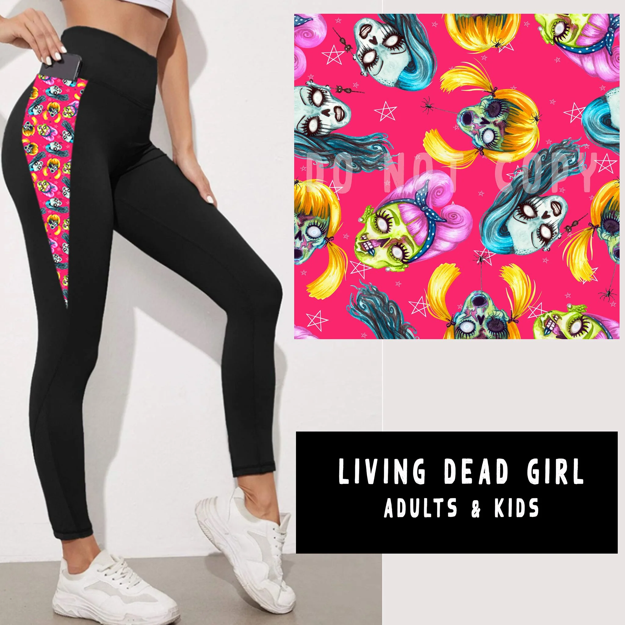 OUTFIT RUN 5-LIVING DEAD GIRL PANEL POCKET LEGGINGS/CAPRI/JOGGERS - Image 2