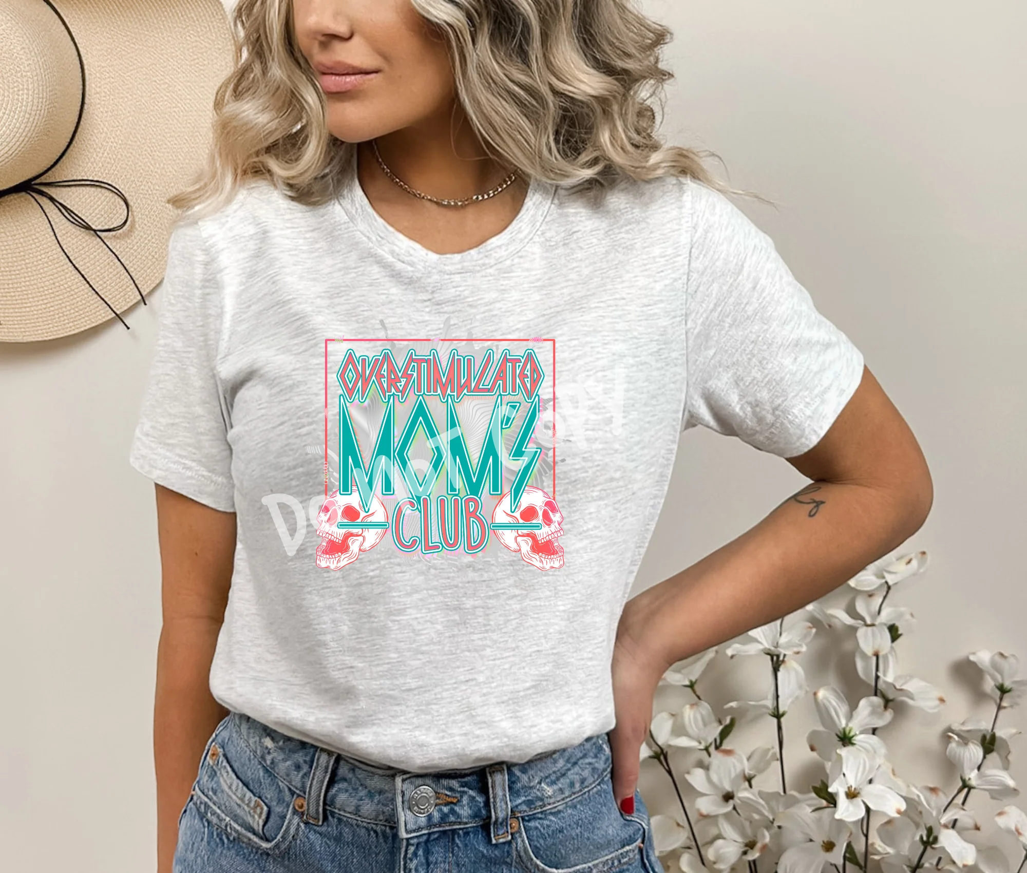 Overstimulated Mom's Club Skull Tee