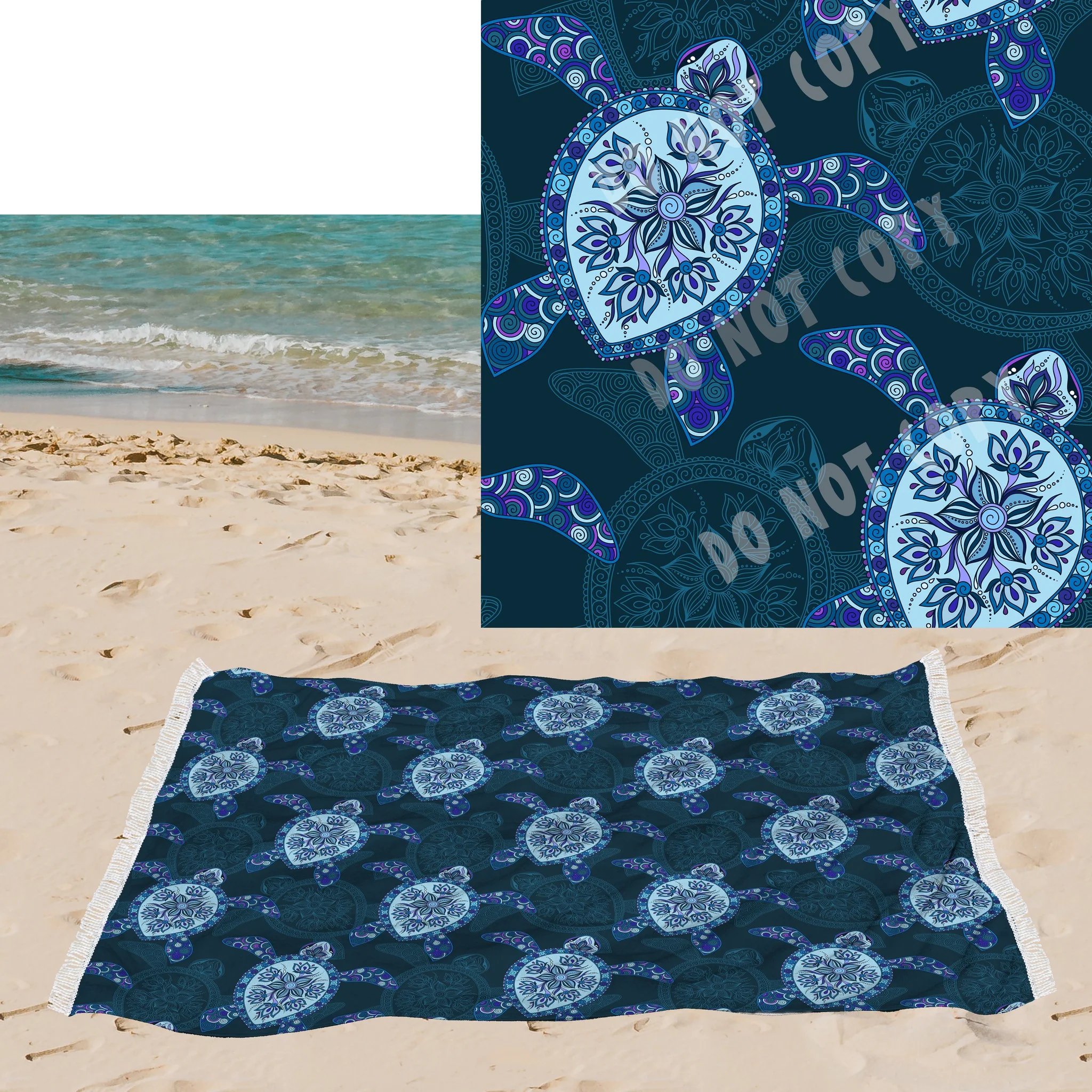 Paisley Turtles-OVERSIZED BEACH TOWEL 6-PREORDER CLOSING 3/20