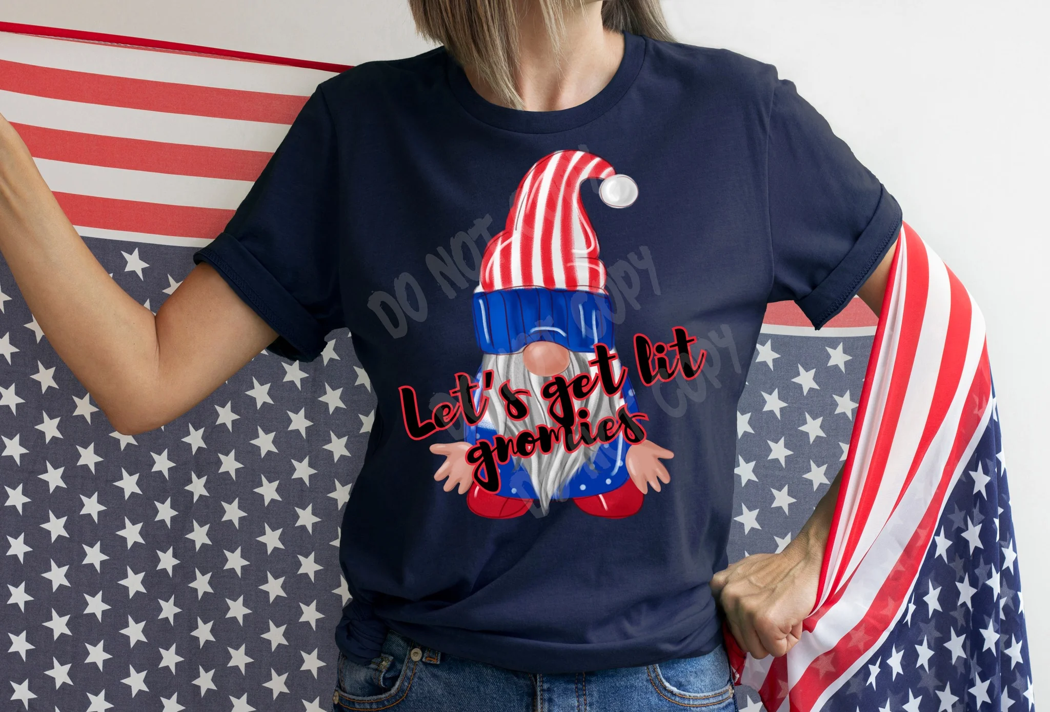 PATRIOTIC RUN -FREEDOM GNOMES LETS GET LIT- UNISEX TEE ADULTS/KIDS