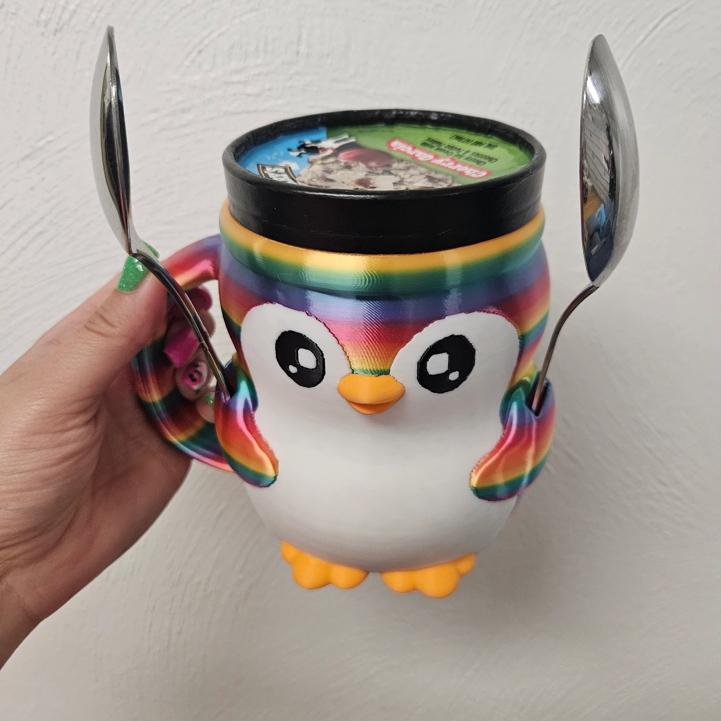 PEBBLE THE PENGUIN- 3D PRINTED ICE CREAM PINT HOLDER - Image 10