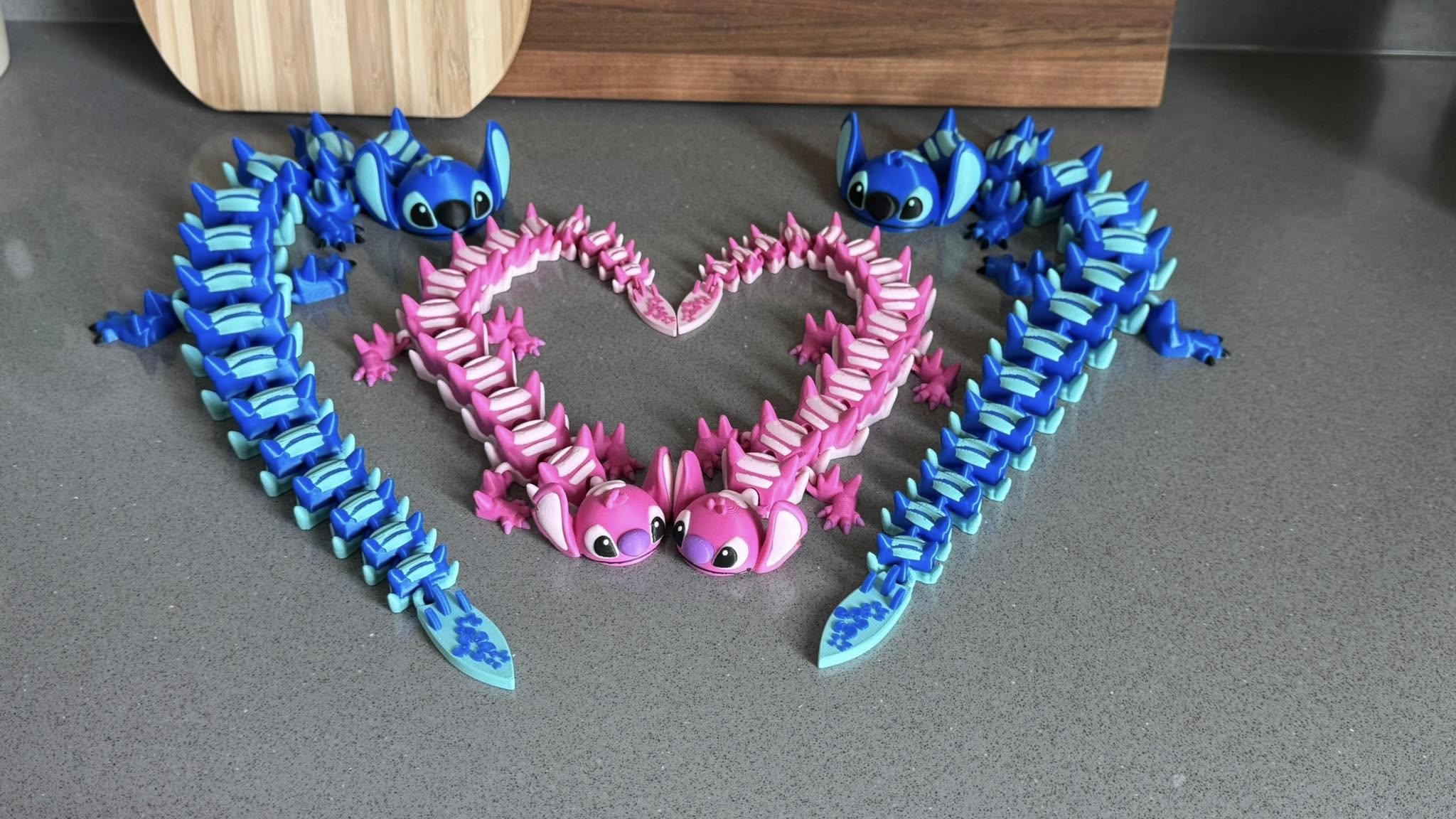 3D PRINTED PINK ALIEN ARTICULATED DRAGON - Image 3