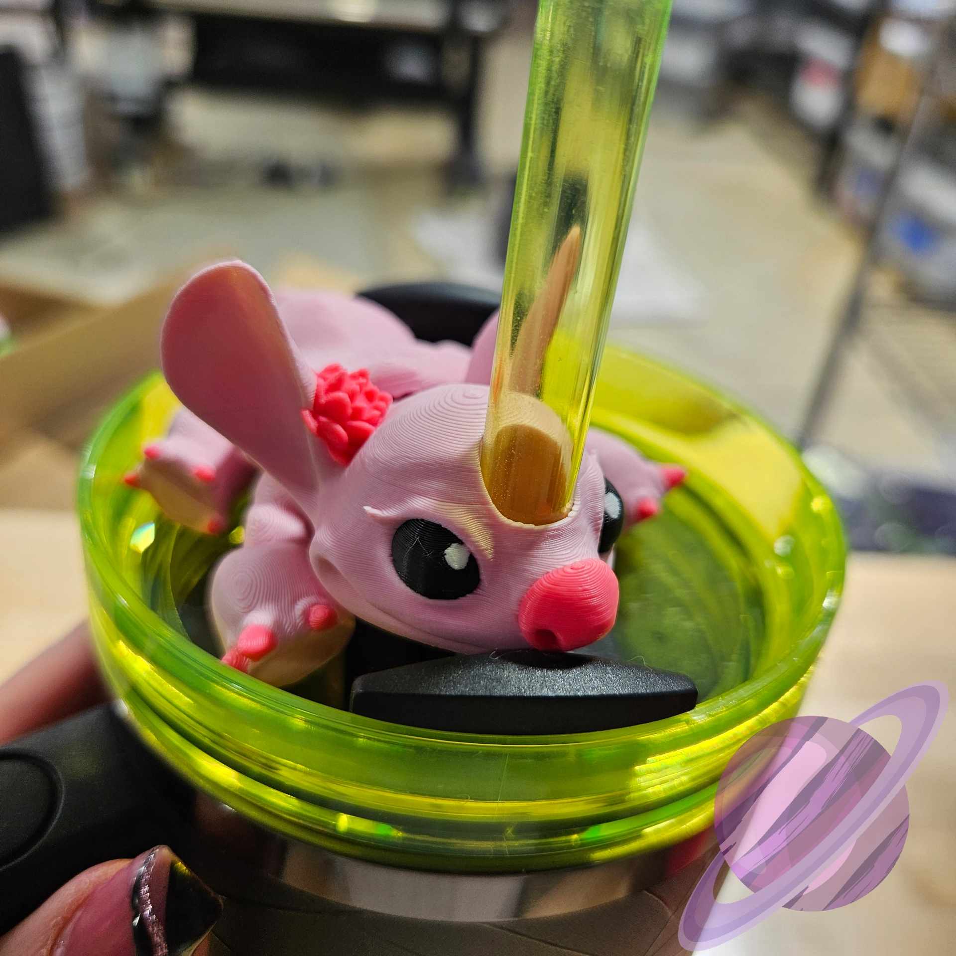 PINK ALIEN-3D PRINTED STRAW BUDDY - Image 2