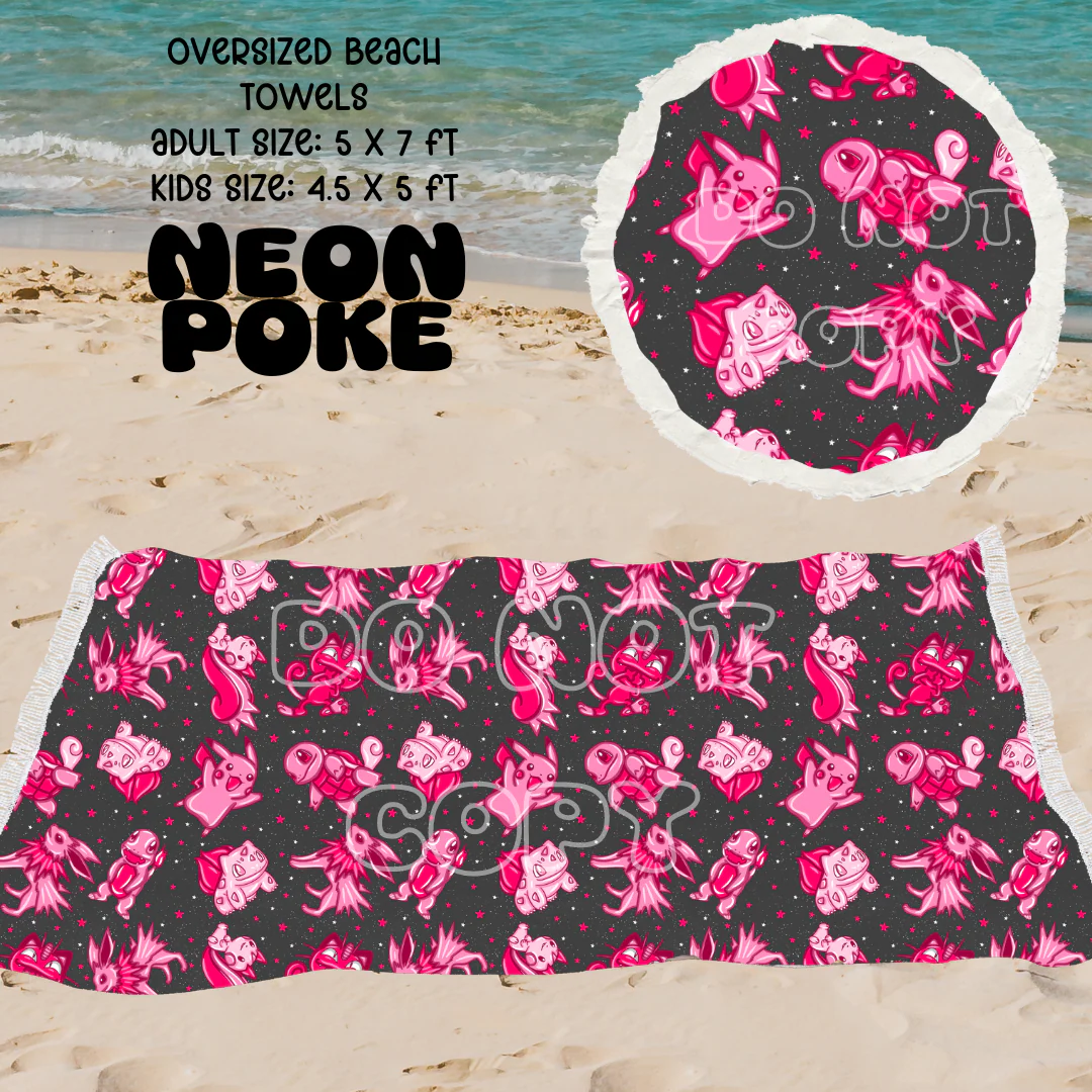 Pink Neon Poke -OVERSIZED BEACH TOWEL 6-PREORDER CLOSING 3/20