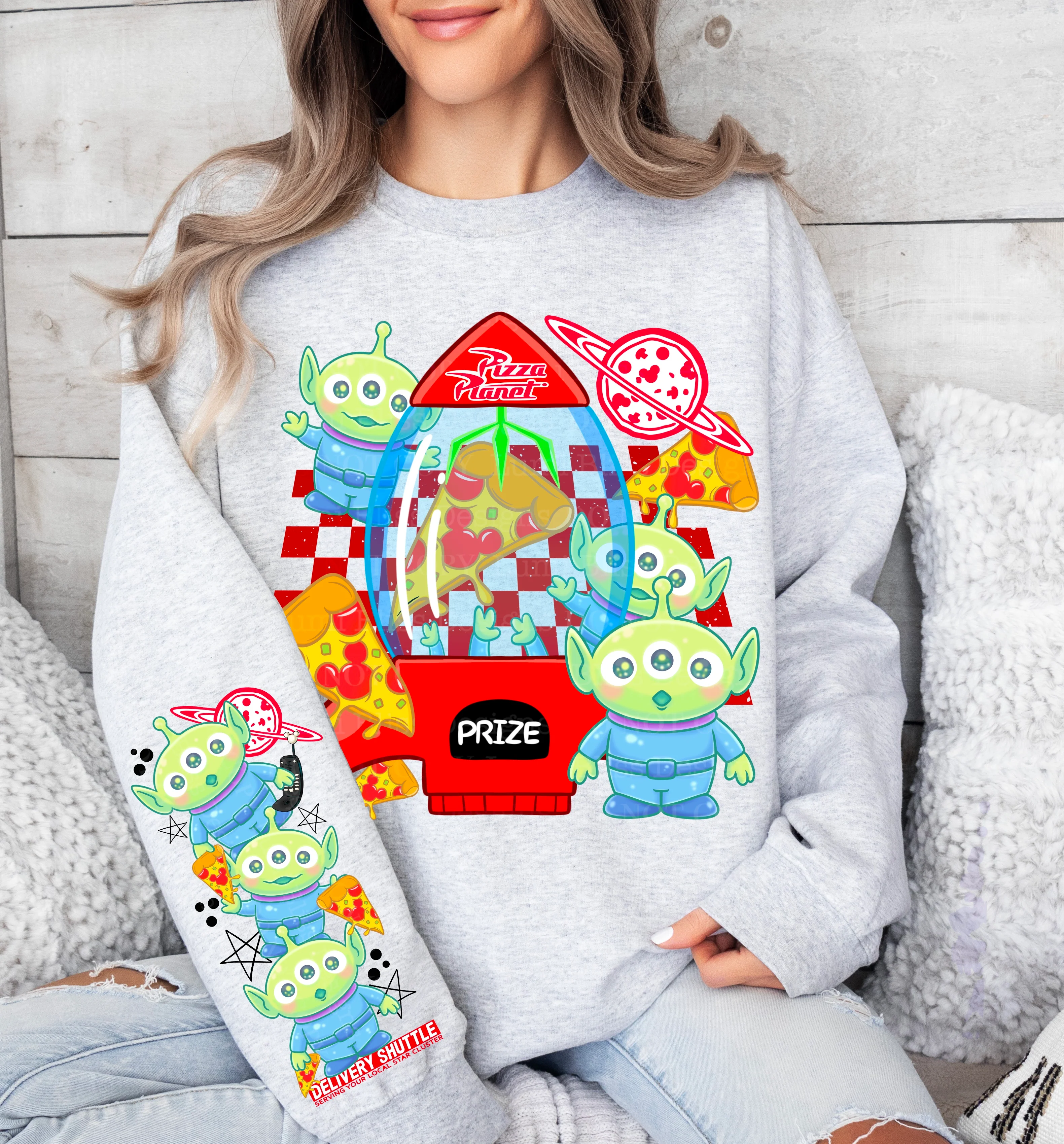 PIZZA ALIEN SWEATSHIRT W/ SLEEVE PRINT - Image 2