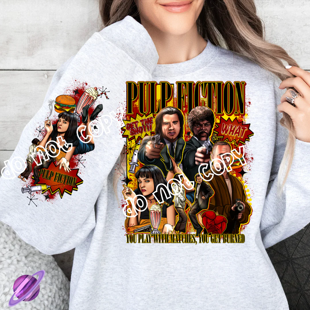 PLAY WITH MATCHES CREWNECK SWEATSHIRT W/ SLEEVE PRINT
