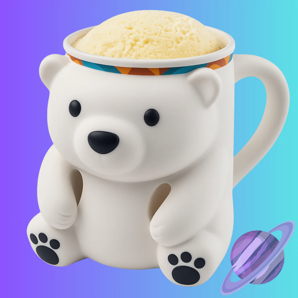 POLAR BEAR- 3D PRINTED ICE CREAM PINT HOLDER - Image 3