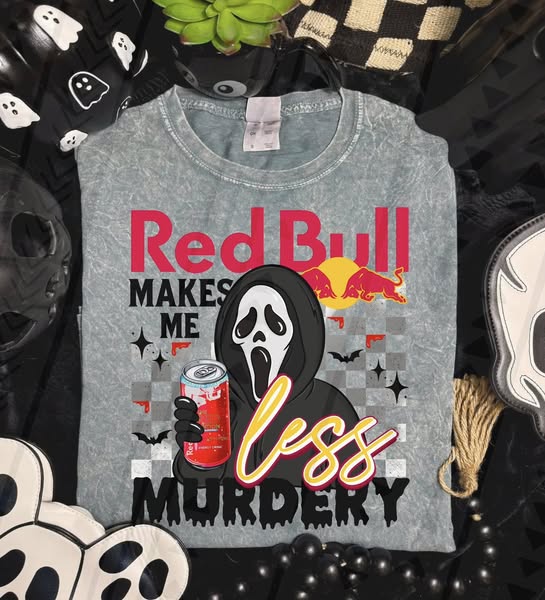 RED ENERGY MAKES ME LESS MURDERY TEE - Image 2