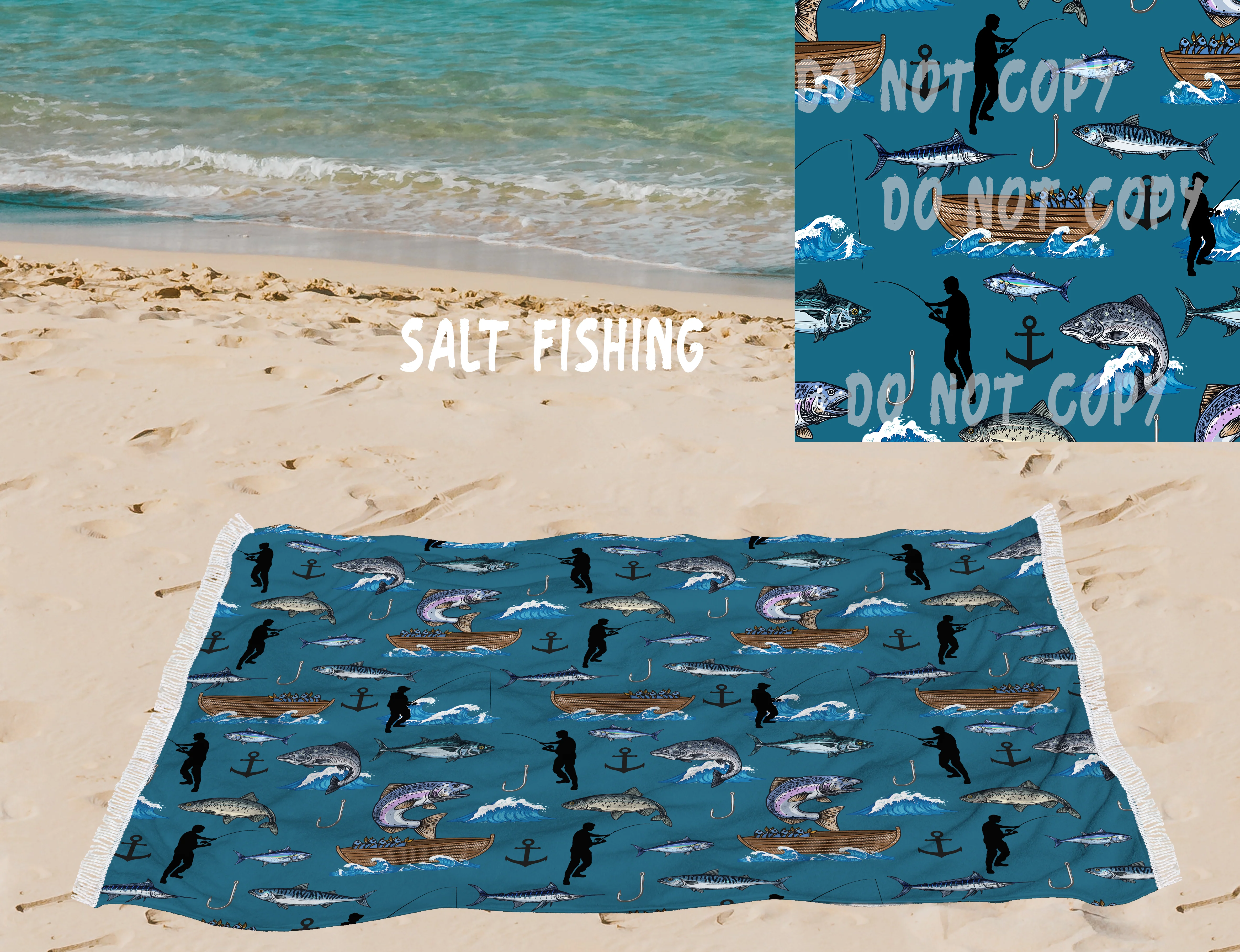 Salt Fishing -OVERSIZED BEACH TOWEL 6-PREORDER CLOSING 3/20