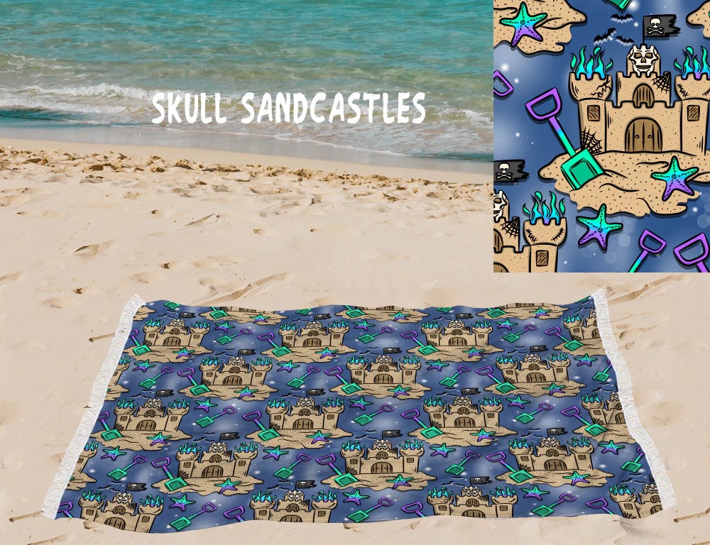 Skull Sandcastles -OVERSIZED BEACH TOWEL 6-PREORDER CLOSING 3/20