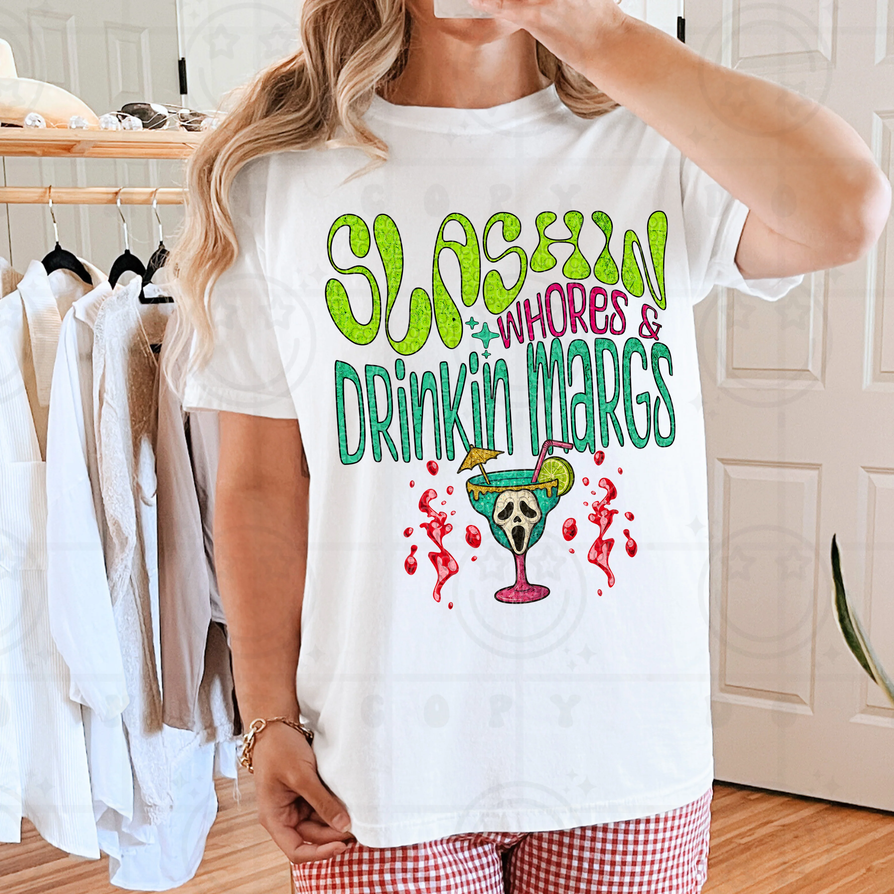 SLASHIN WHORES AND DRINKIN TEE