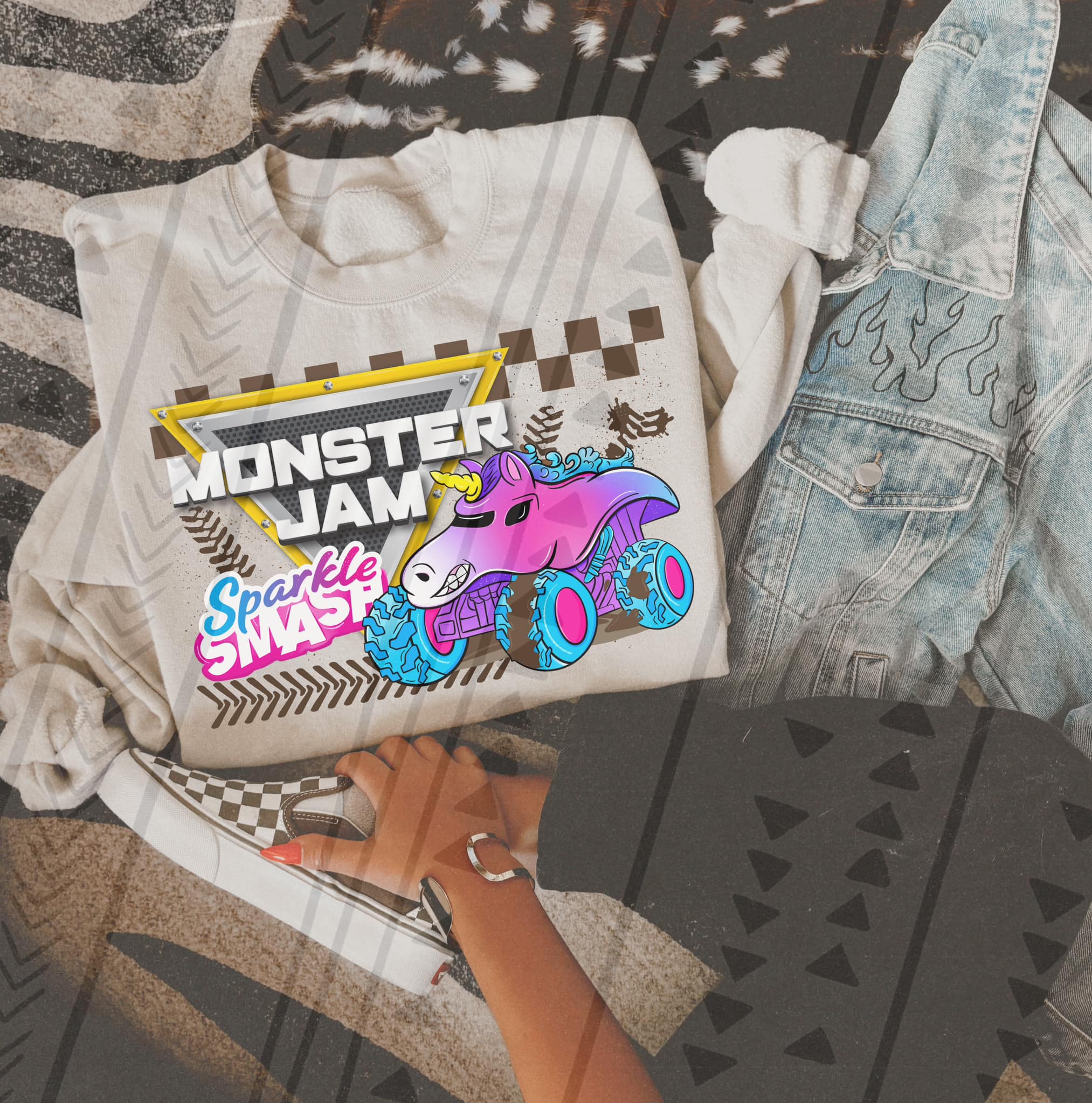 SPARKLE MONSTER TRUCK SWEATSHIRT
