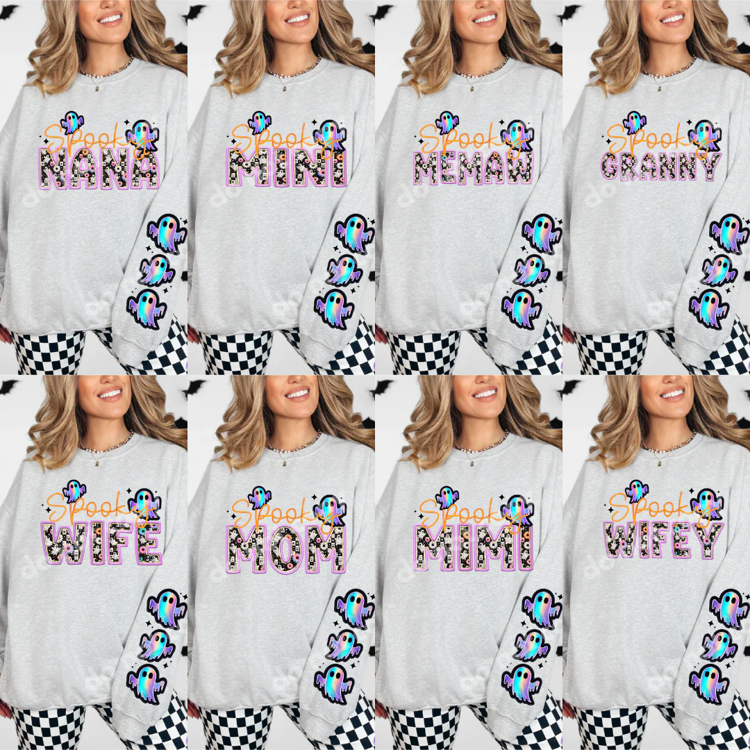 SPOOOKY FAUX EMBROIDERY SWEATSHIRTS