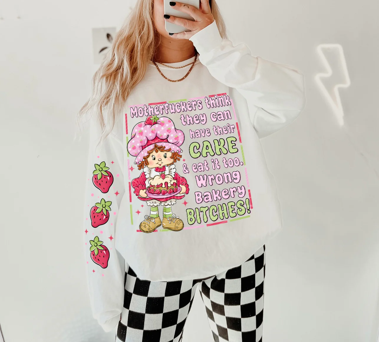 STRAW BITCHES- FRONT & SLEEVE DESIGN CREWNECK SWEATSHIRT