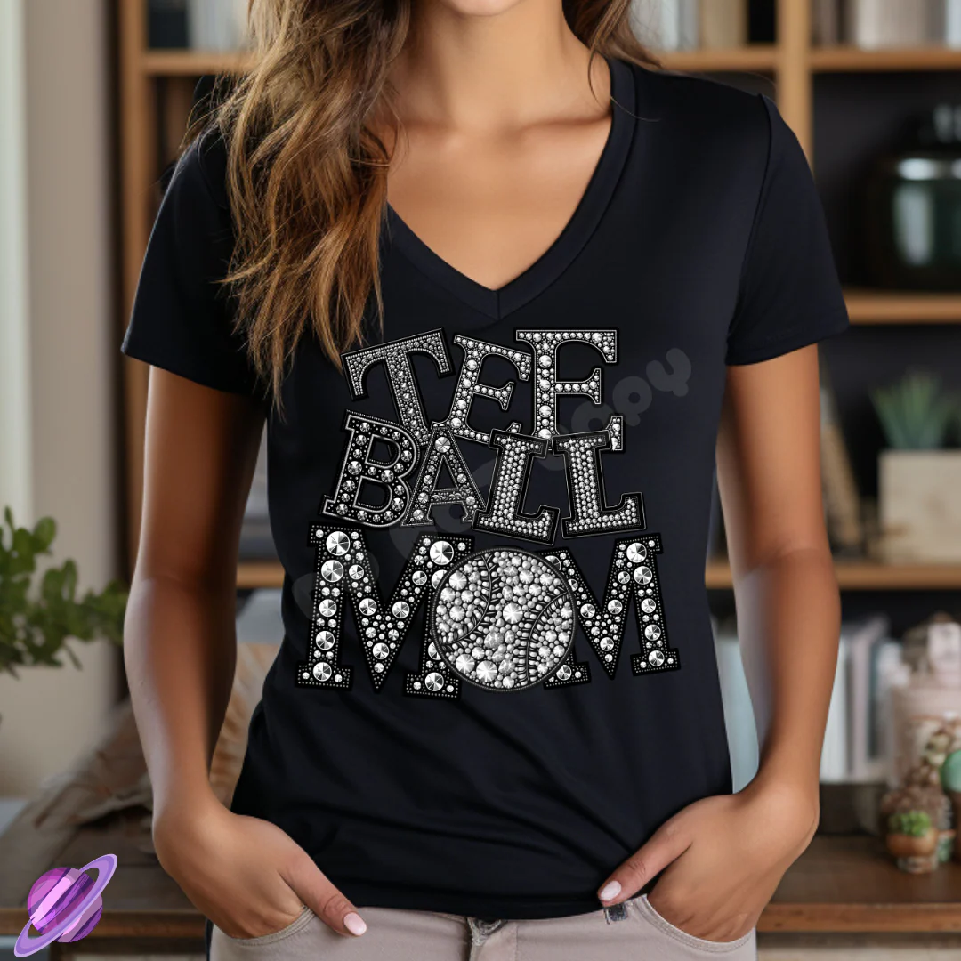 TEEBALL MOM BLING TEE