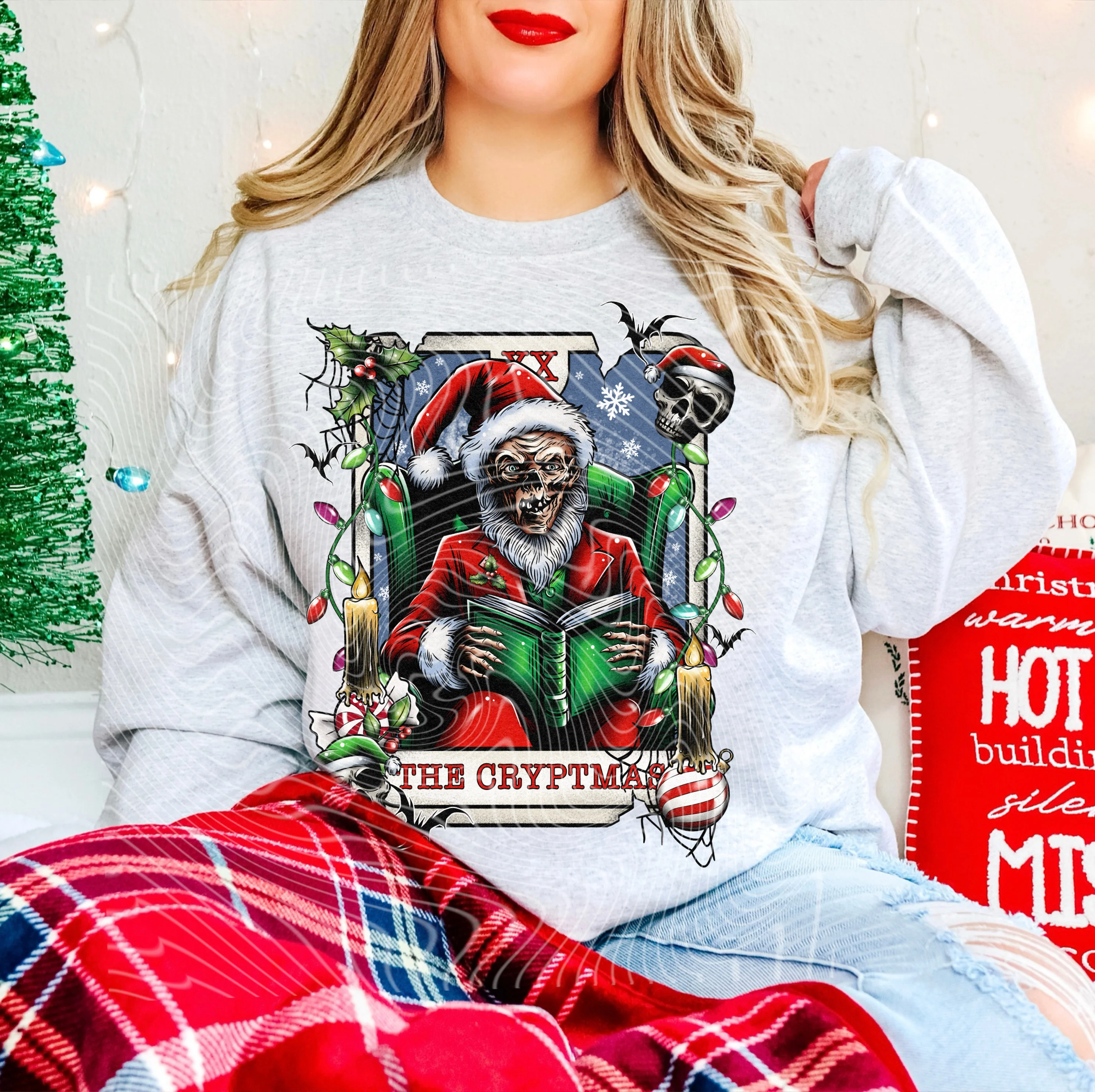 THE CRYPTMAS - CREWNECK SWEATSHIRT W/ SLEEVE PRINT - Image 2