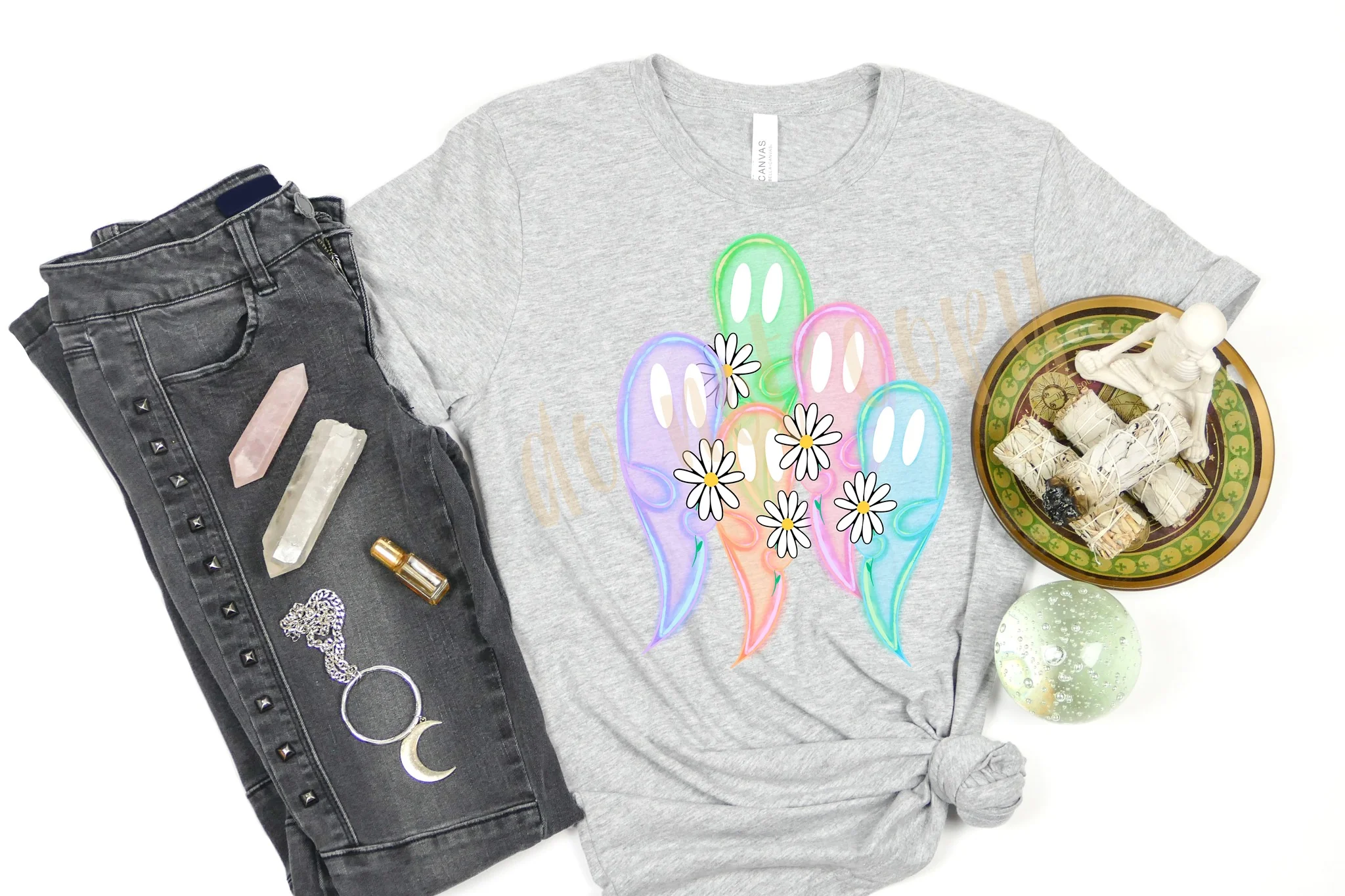 TSF RUN-FLORAL GHOSTS UNISEX TEE ADULTS/KIDS - Image 2
