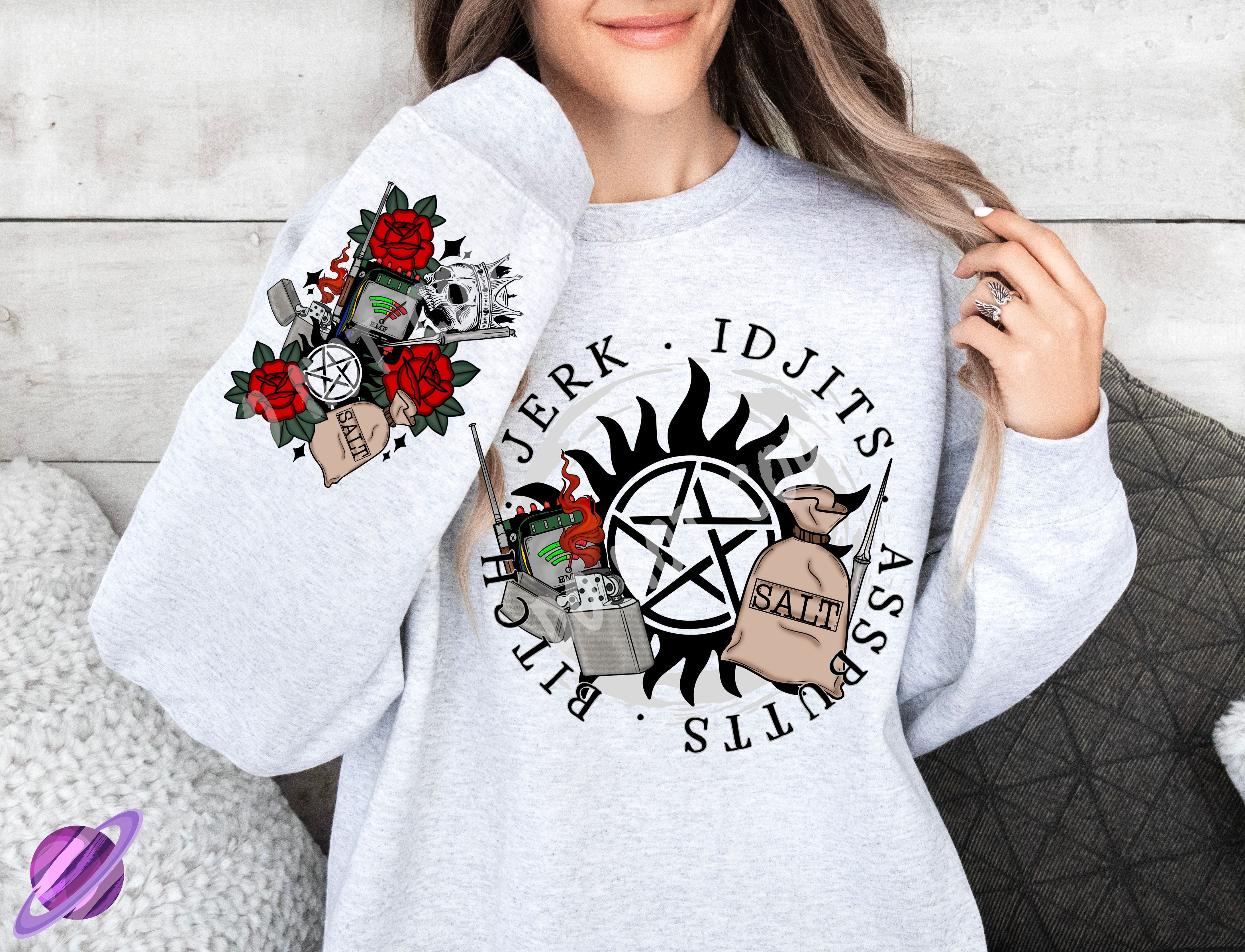 WIN JERK W/ SLEEVE PRINT CREWNECK SWEATSHIRT