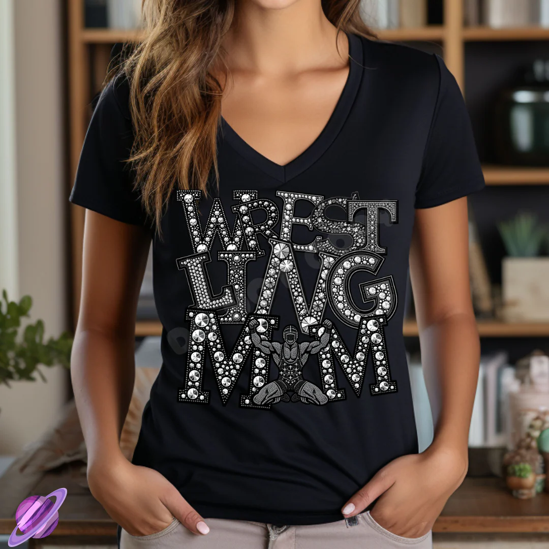 WRESTLING MOM BLING TEE